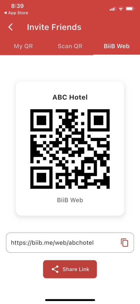 BiiB Web QR Code and Link