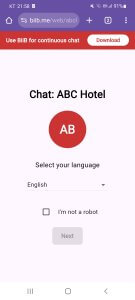 BiiB Web App Language Selection Page