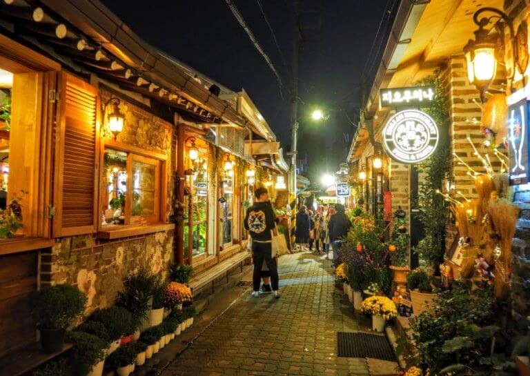 Ikseon-dong hanok village at night